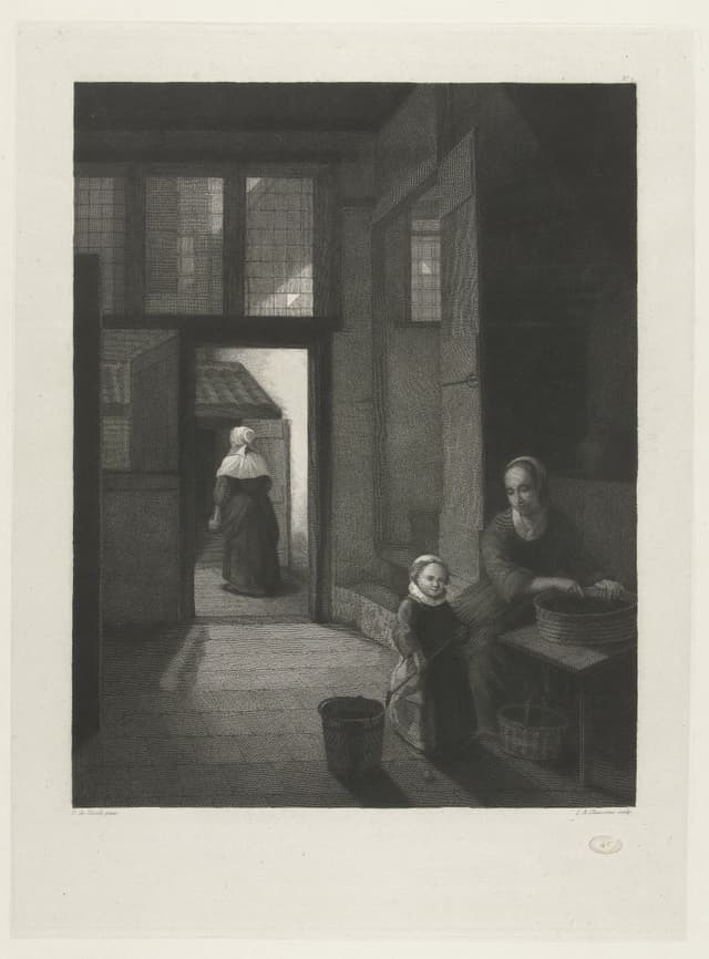 A Girl with a Kolf Club and Her Mother, Netherlandish engraver, c. 1792–1800