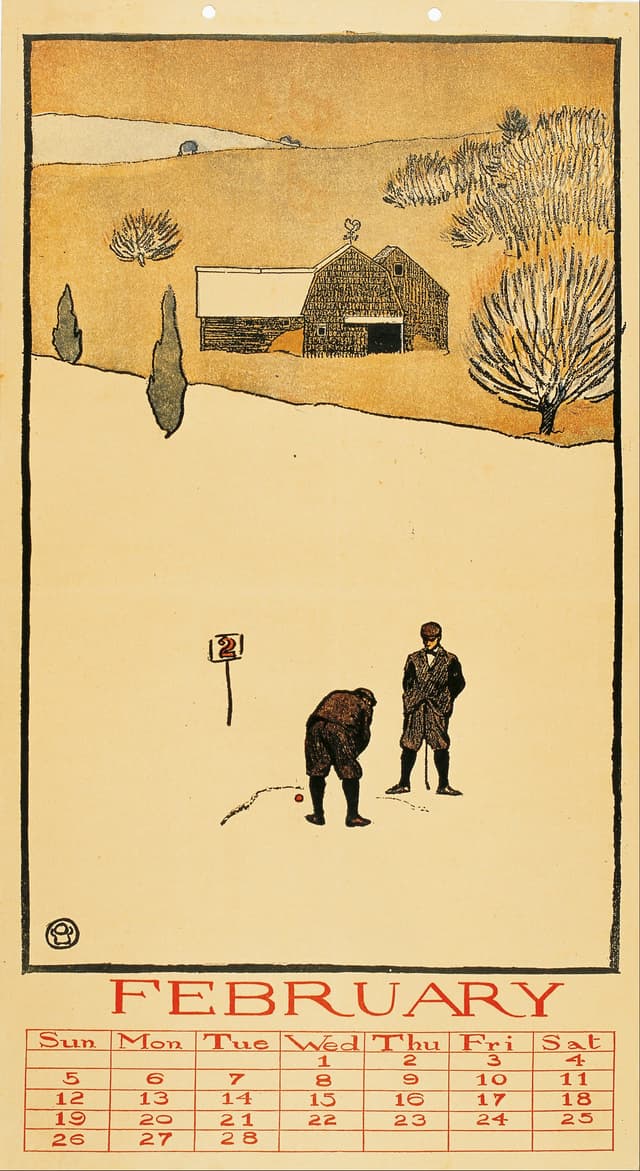 Golf Calendar: February, Edward Penfield, 1899