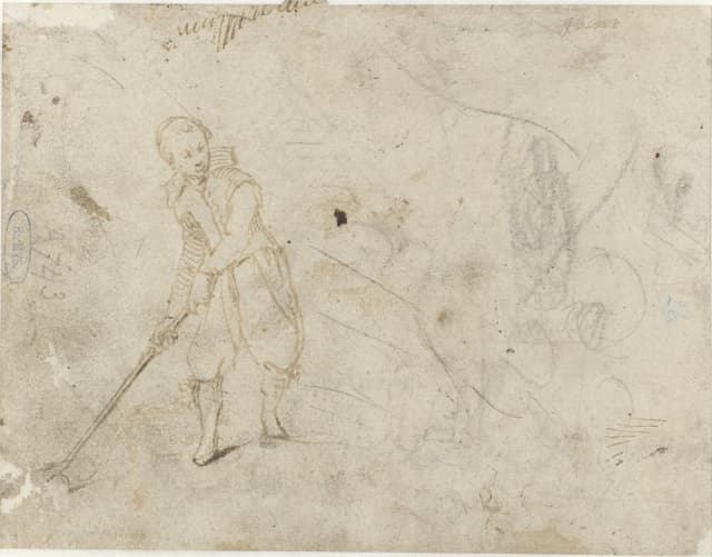 Boy Playing Golf, Gerard ter Borch the Elder, drawing, c. 1610–1620