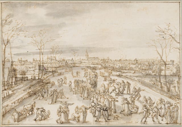 Ice Skaters on the Amstel at Amsterdam