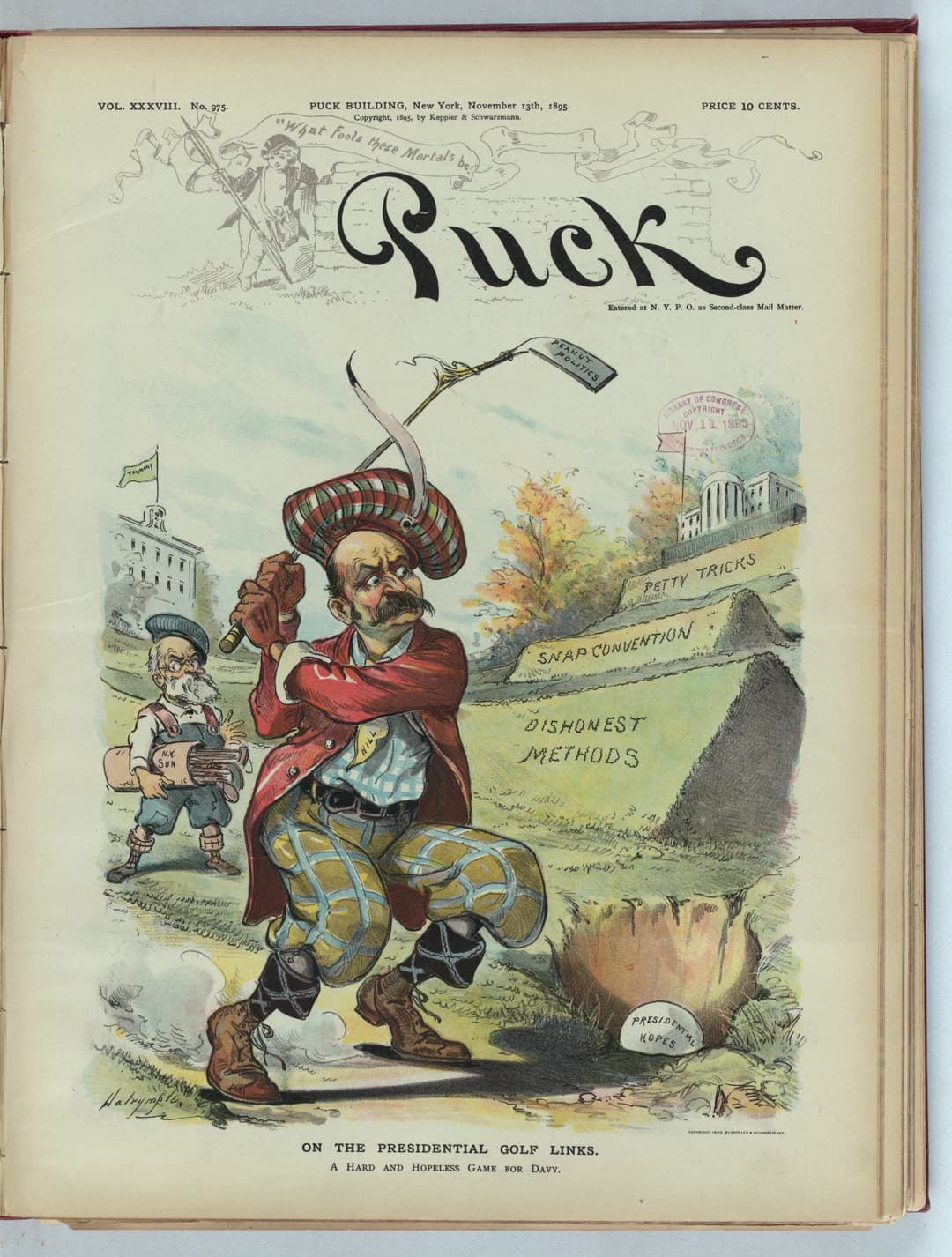 On the Presidential Golf Links, Louis Dalrymple, chromolithograph for Puck, 1895