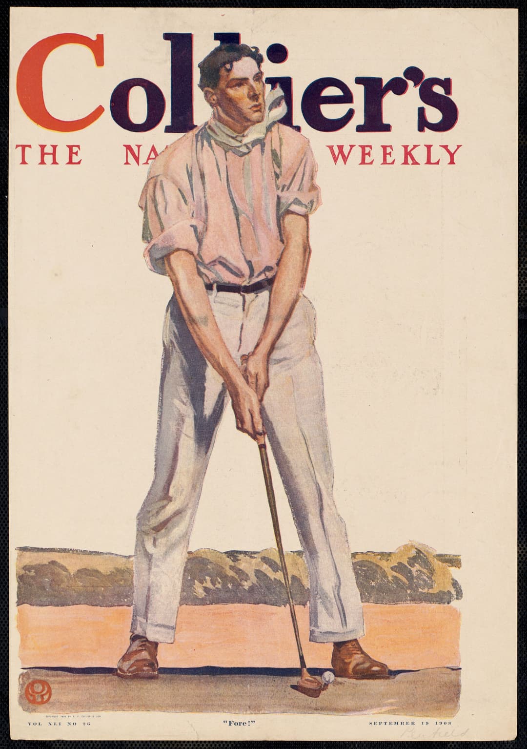 Collier’s — “Fore!”, Edward Penfield, 1908