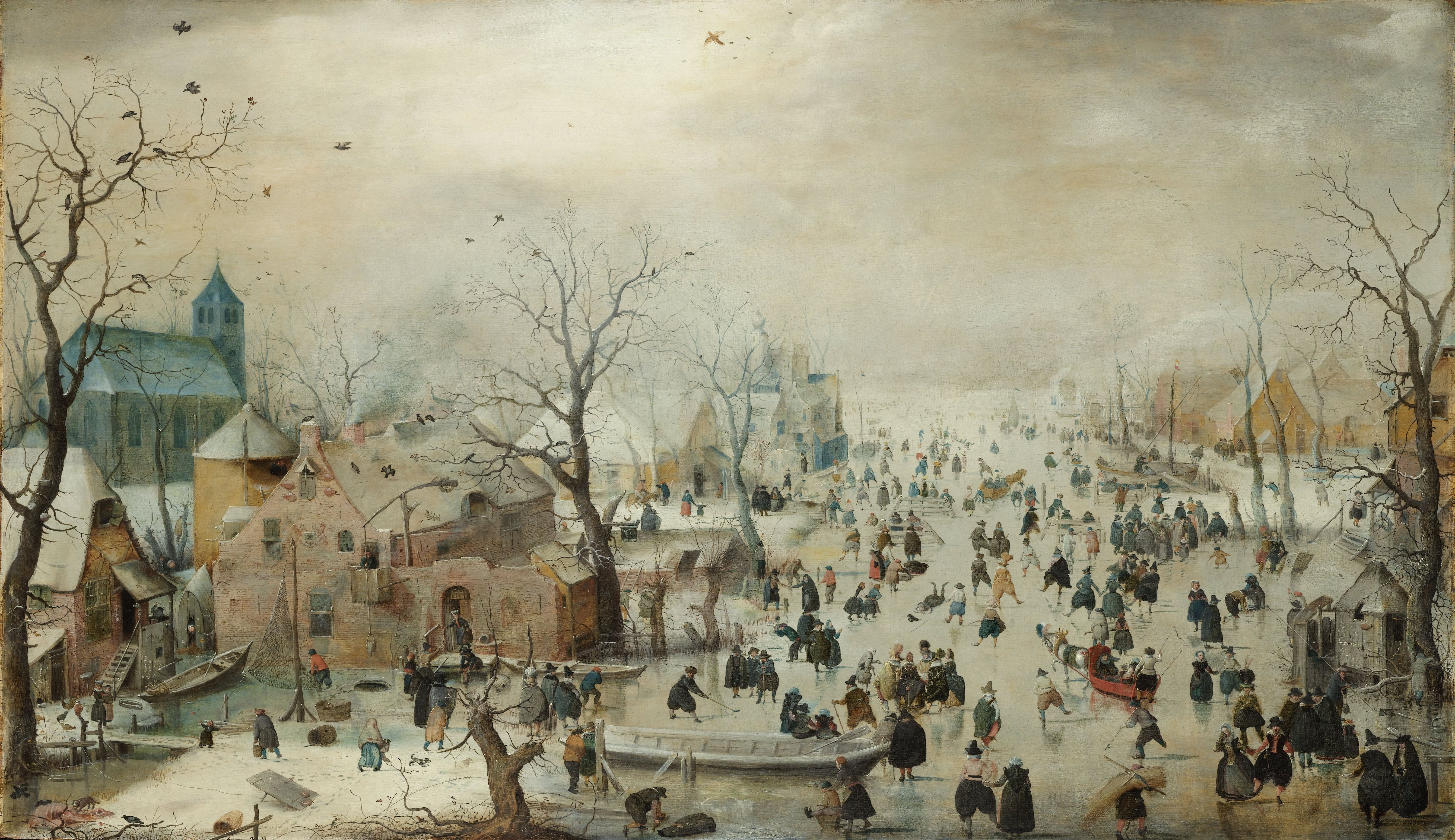 Winter Landscape with Ice Skaters (Colf on the Ice)