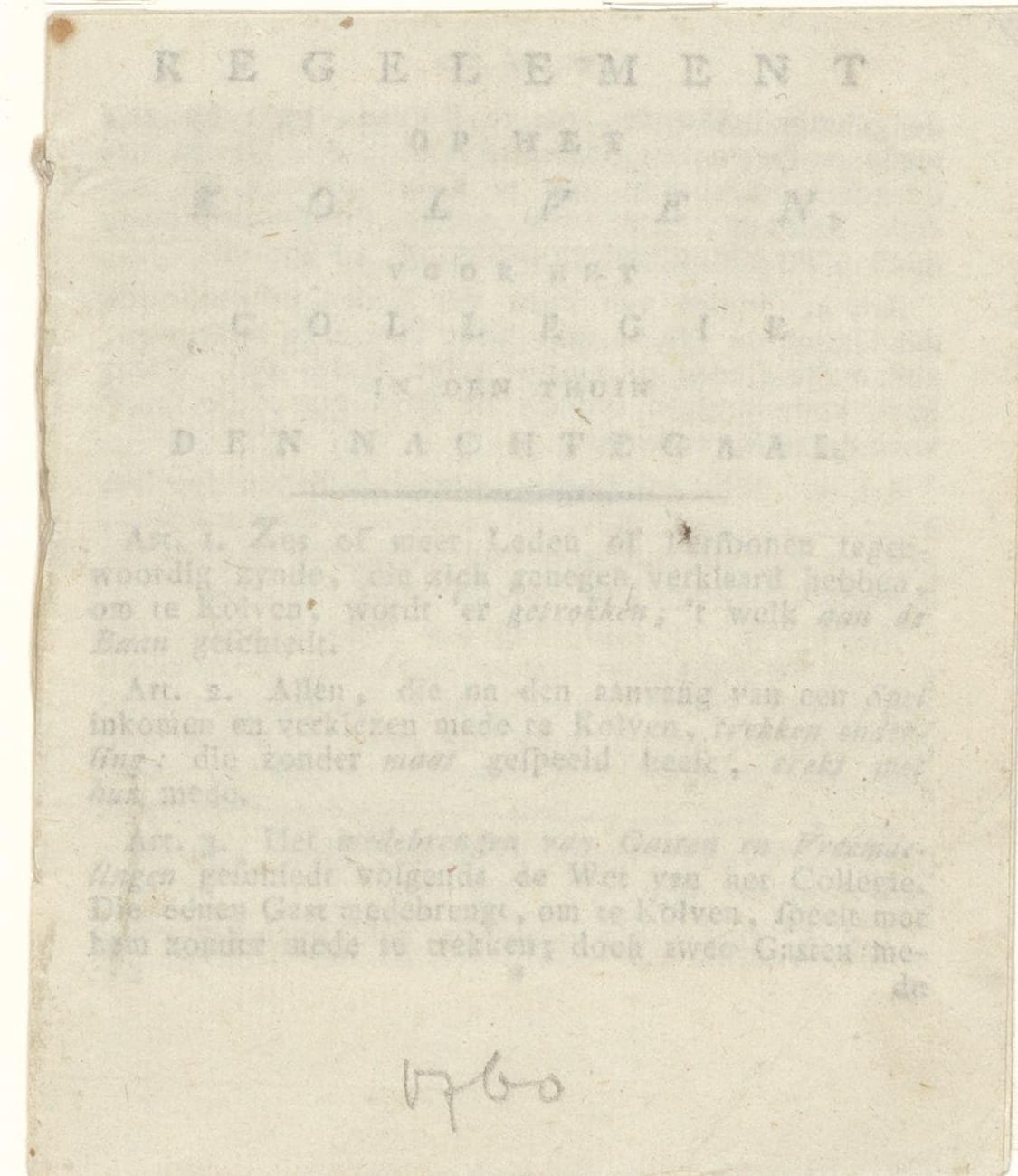 Regelementen van Kolf (The Rules of Kolf)