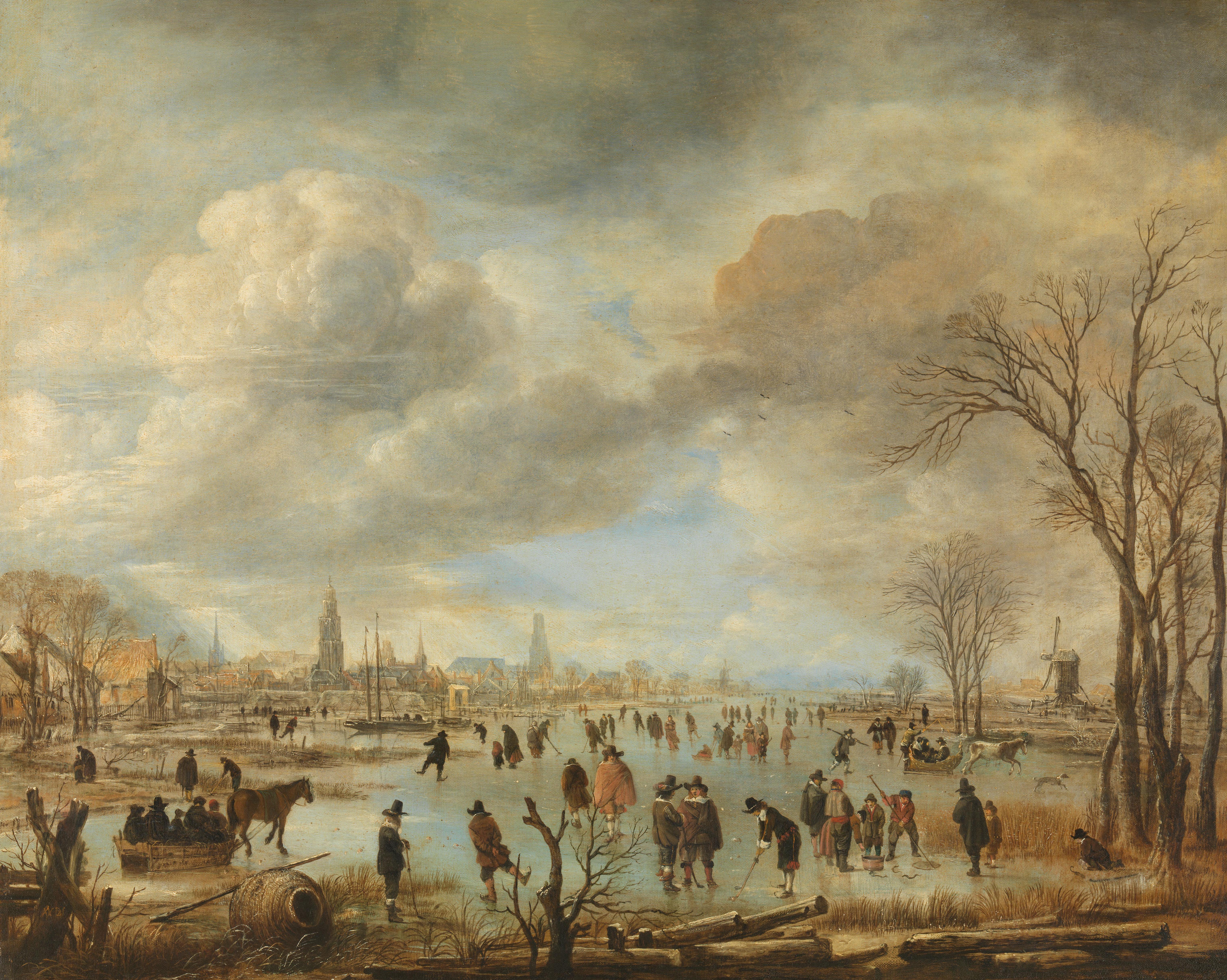Winter Landscape near a Town with Kolf Players